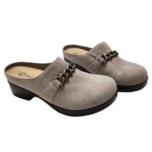 NEW Bella Vita Ventura Light Taupe Stone Suede Leather Mule Clog Size 7.5